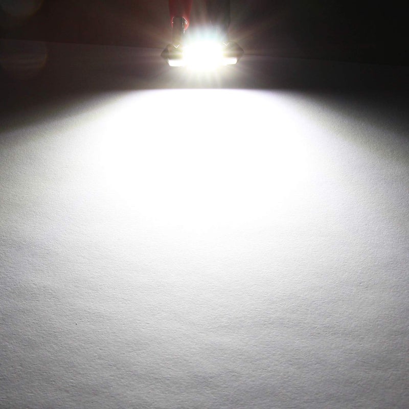 PHINLION Super Bright DE3175 LED White Bulb 500 Lumens 3030 6-SMD Festoon 1.25" 31mm DE3021 DE3022 Miniature LED Bulbs for Car Interior Map Dome Trunk Courtesy License Plate Light, Pack of 4 - Image 5